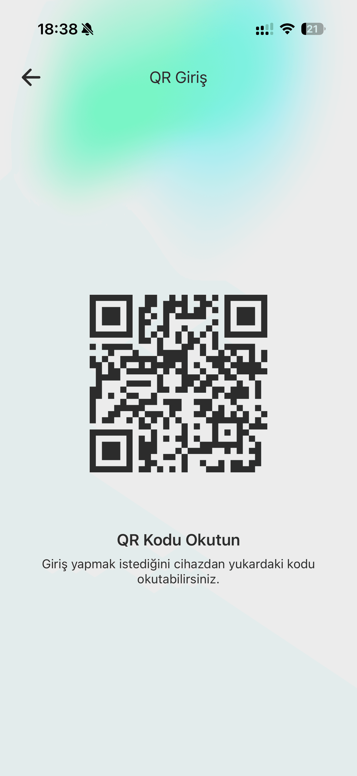 Başka bir cihazda okutulmak üzere ekranda gösterilen QR kod
